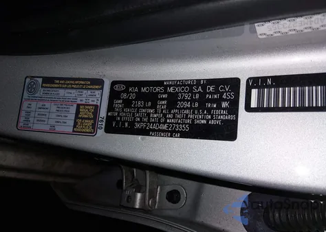 2021 Kia Forte Lxs from USA, damaged, VIN 3KPF24AD4ME273355